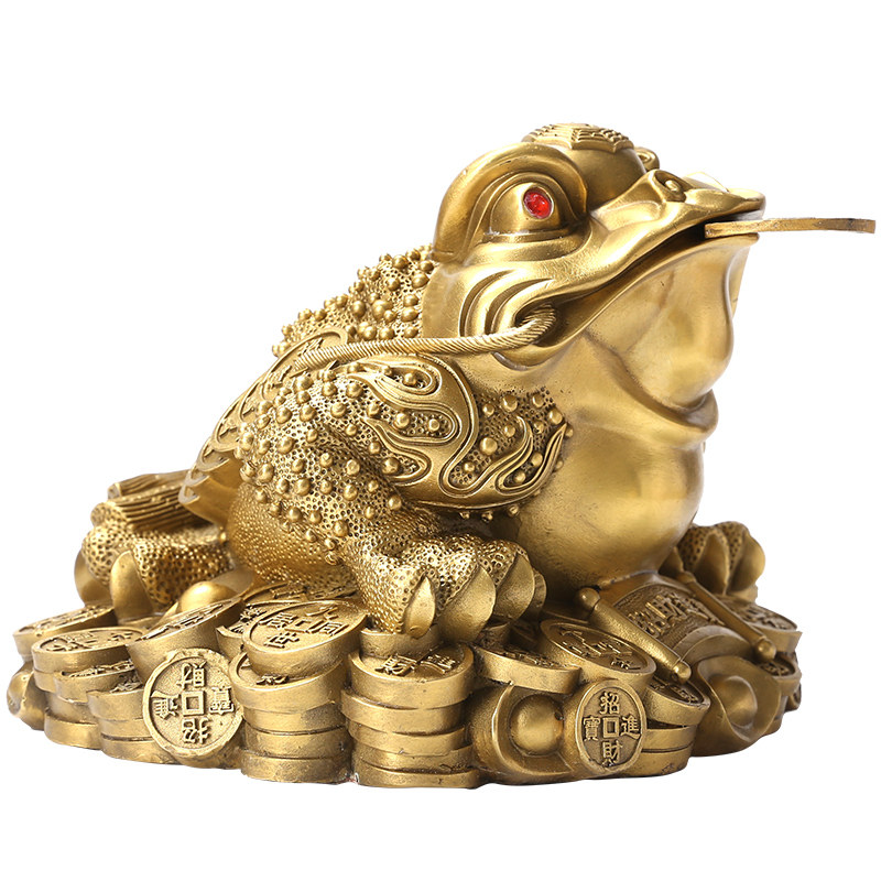 纯铜金蟾招财聚财摆件三足蟾蜍金蝉店铺客厅办公室开业礼品工艺品