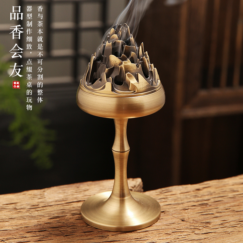 黄铜香炉家用室内博山炉檀香沉香薰香炉环香供奉线 线香插香薰炉