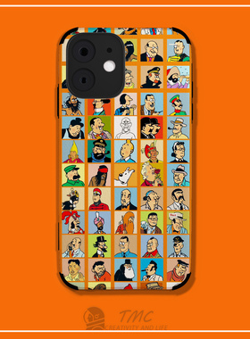 漫画风丁丁历险记人物合集手机壳适用于华为p40苹果13promax防摔iPhone14plus荣耀80小米13全包nova10/mate50