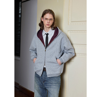 Ntalk 470克重磅兔绒平纹面料高级舒适保暖短宽版型拼色连帽卫衣