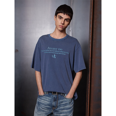 NTALK 字母刺绣休闲风纯棉宽松日常百搭短袖T恤