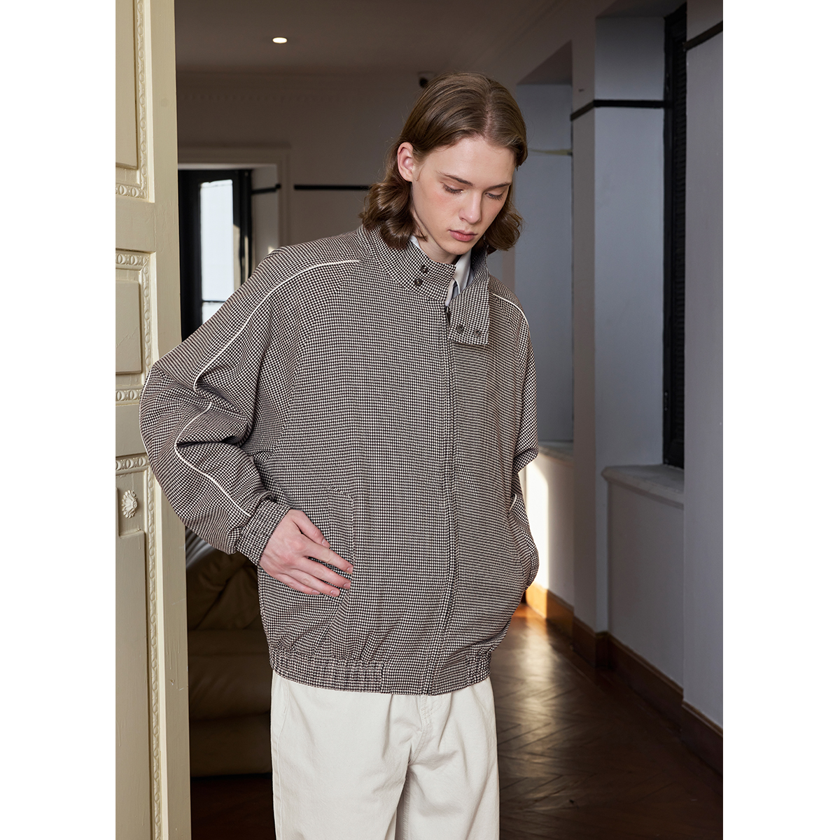 Ntalk 威尔士亲王精纺30%绵羊毛千鸟格新贵老钱格纹夹克外套