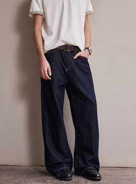 NTALK 丹宁原色牛仔高街垂感A字廓形牛仔裤