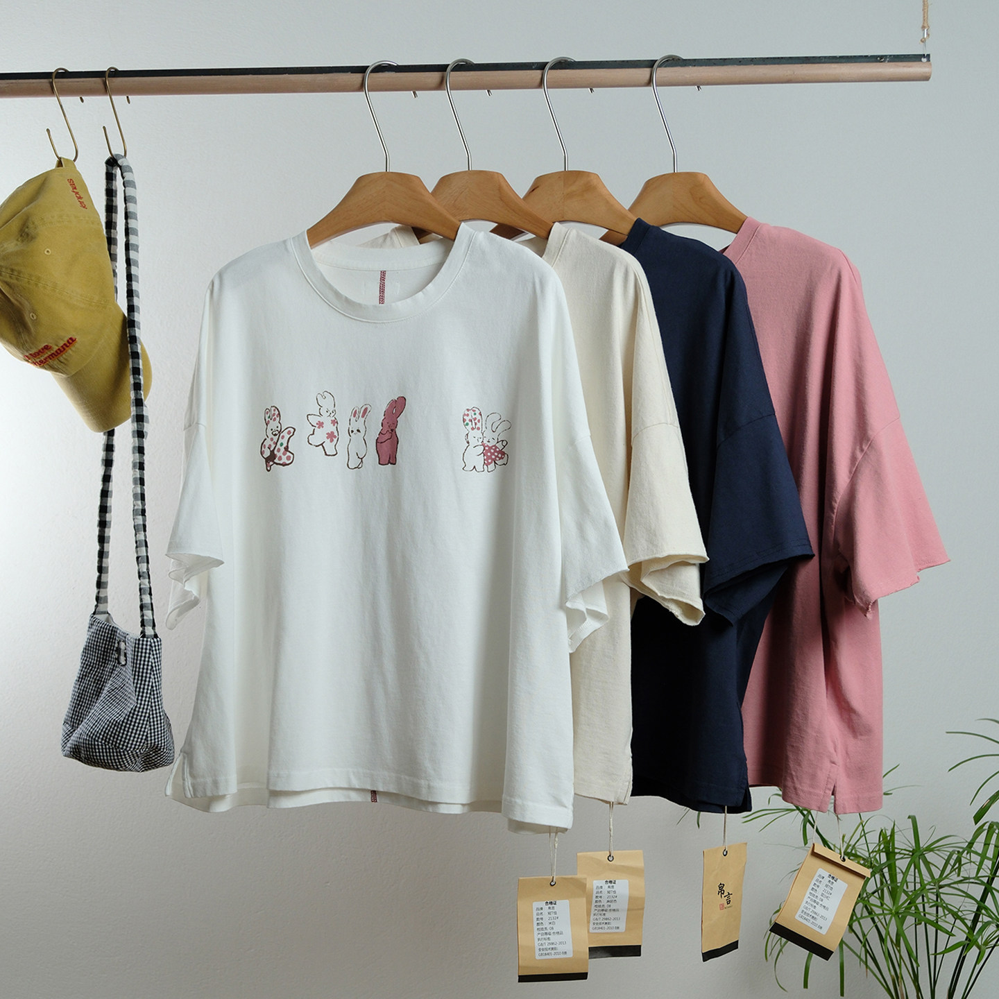 一七然春夏新款日系减龄可爱兔子印花显瘦宽松百搭短袖T恤上衣女
