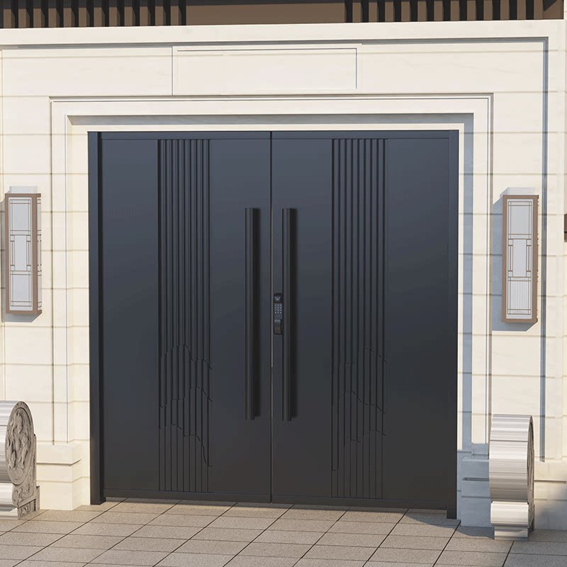 新中式简约现代铁艺别墅门庭院门不锈钢栅栏门定制电动单双开铁门