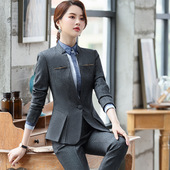 韩版 2022春秋新款 格子时尚 休闲职业装 西服外套 英伦西装 套裤 女套装