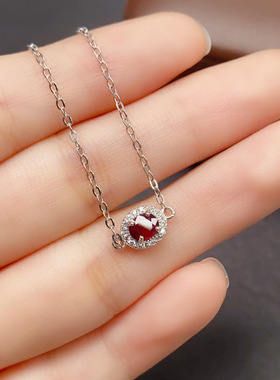 跨境天然红宝石手链女配饰小众高级感925银饰4*5时尚工厂直销