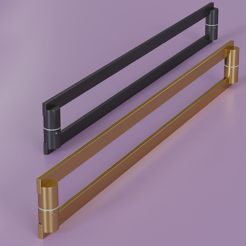 极简玻璃门拉手黑色现代简约办公室门把手拉丝金色不锈钢定制设计