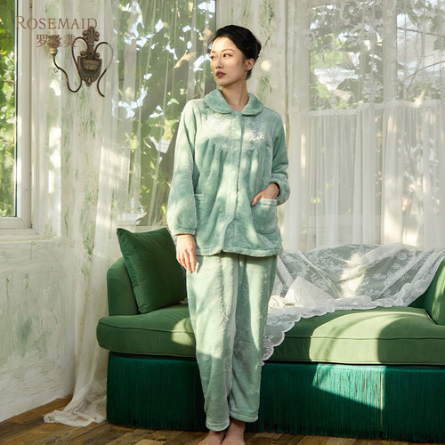 家居服套装秋冬珊瑚绒睡衣罗丝美