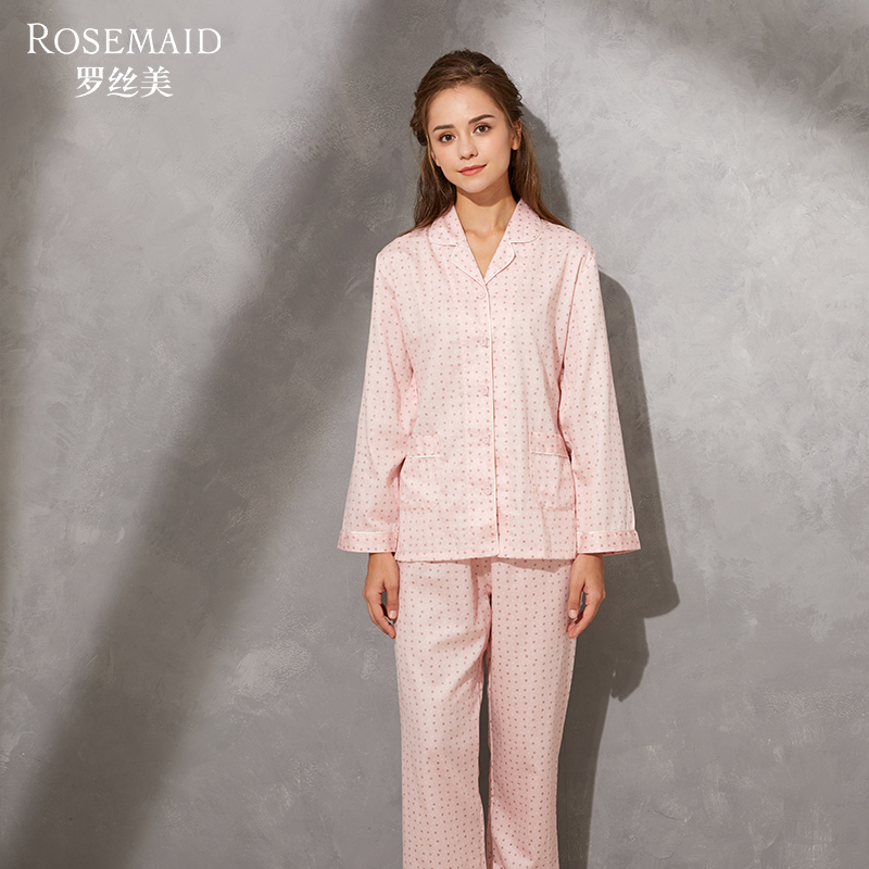 Rosemaid/罗丝美纯棉直贡印花家居服衣裤套装时尚公民领设计11253 女士内衣/男士内衣/家居服 睡衣/家居服套装 原图主图