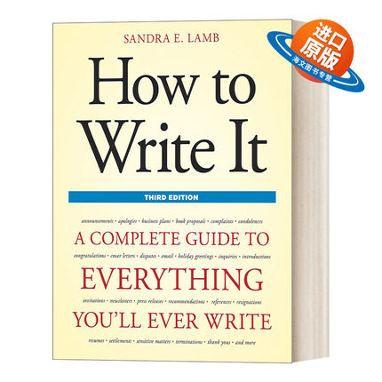 英文原版 How to Write It 实用写作完全指南 第三版 一本书解决71种职场与生活中的写作需求 Sandra E Lamb 进口英语原版书籍