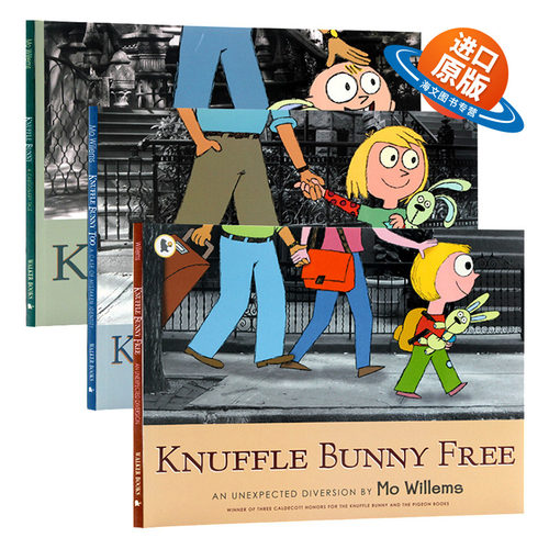 英文原版 Knuffle bunny 古纳什小兔三本套装 凯迪克银奖绘本 莫威廉斯 Mo Willems 英文版 进口英语原版书籍