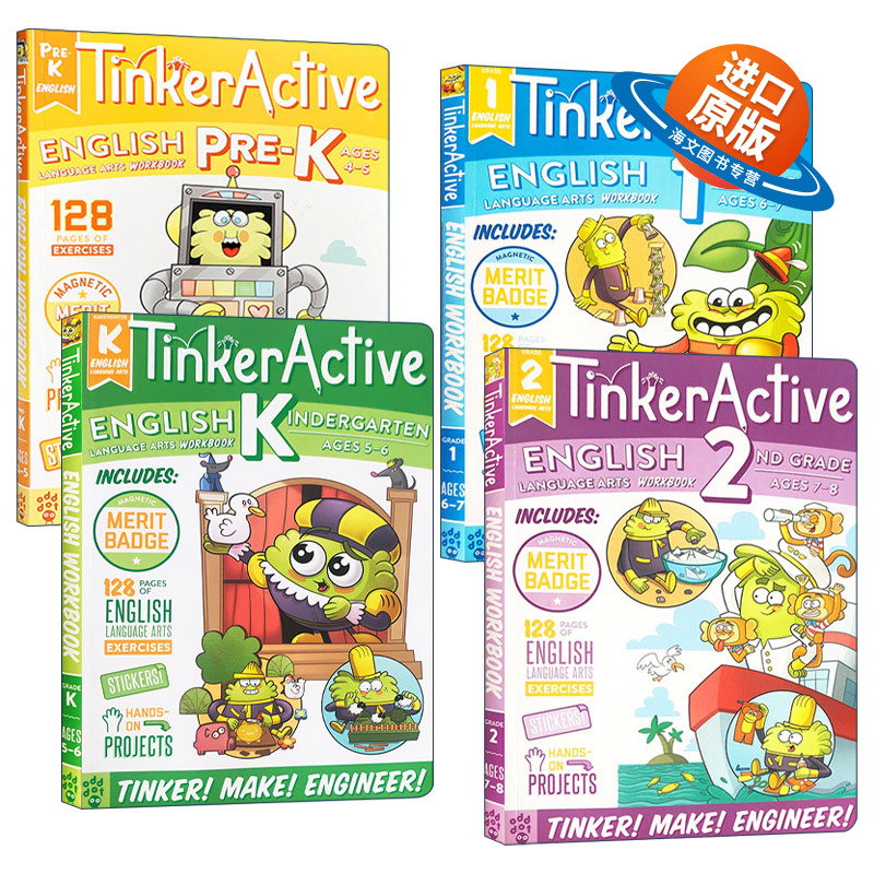 英文原版 TinkerActive Workbooks English Language Arts 不同级别英语练习册4册 英文版 进口英语原版书籍