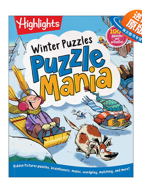 英文原版 Winter Puzzles Highlights Puzzlemania Activity Books 冬季谜题 亮点儿童解谜狂热游戏活动书 隐藏图片拼图 迷宫