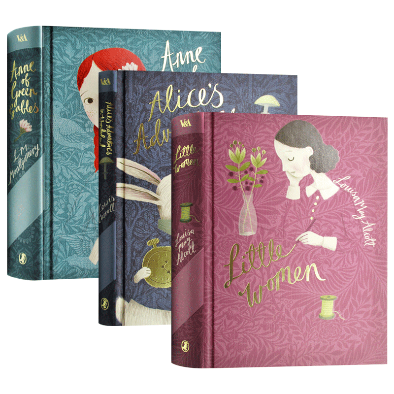 企鹅经典V&A收藏系列3册套装英文原版 Anne of Green Gables Little Women 绿山墙的安妮小妇人爱丽丝梦游仙境 精装儿童文学小说书