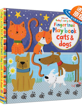 英文原版绘本 Usborne Baby's Very First Fingertrail Play Book Cats and Dogs 宝宝的第一本手指运动游戏书 小猫和小狗 英文版