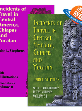 英文原版 Incidents of Travel in Central America  Chiapas  and Yucatan 中美洲 恰帕斯与尤卡坦游记 2册 英文版 进口原版书籍