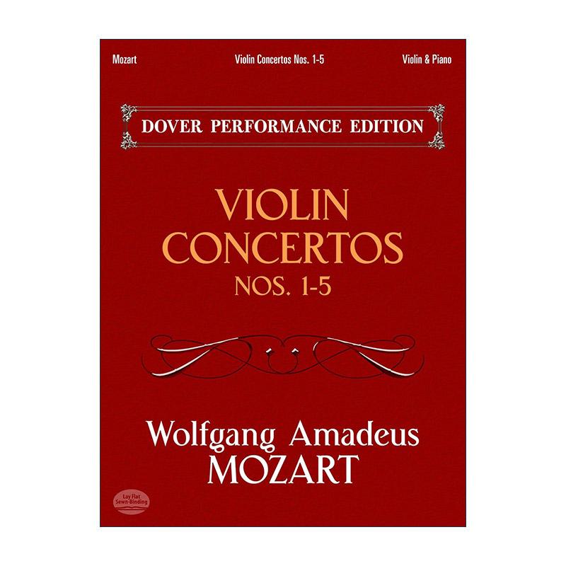 英文原版 Violin Concertos Nos.1-5 小提琴协奏曲 1-5号 含独奏部分 乐谱 莫扎特 英文版 进口英语原版书籍