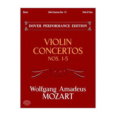 英文原版 Violin Concertos Nos.1-5 小提琴协奏曲 1-5号 含独奏部分 乐谱 莫扎特 英文版 进口英语原版书籍