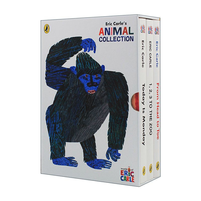 animal collection 艾瑞克卡尔经典动物绘本三册盒装 纸板书 英文版