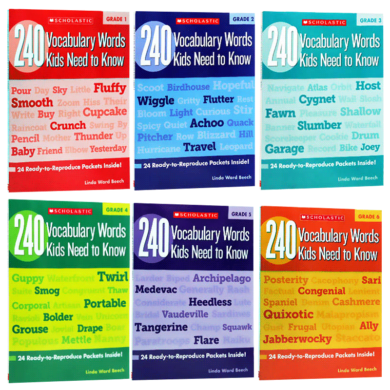 学乐小学生英语词汇练习册1-6年级 英文原版 240 Vocabulary Words Kids Need to Know 240个单词词汇 英文版进口小学生家庭作业