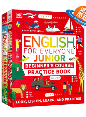 英文原版 English for Everyone Junior Beginner's Course 人人学英语低幼版教材练习册2册合售 DK新视觉 英语学习带插图进口书