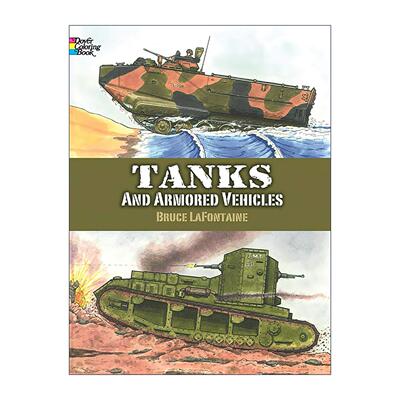 英文原版 Tanks and Armored Vehicles Coloring Book 坦克与装甲车辆涂色着色书 军事爱好者 英文版 进口英语原版书籍