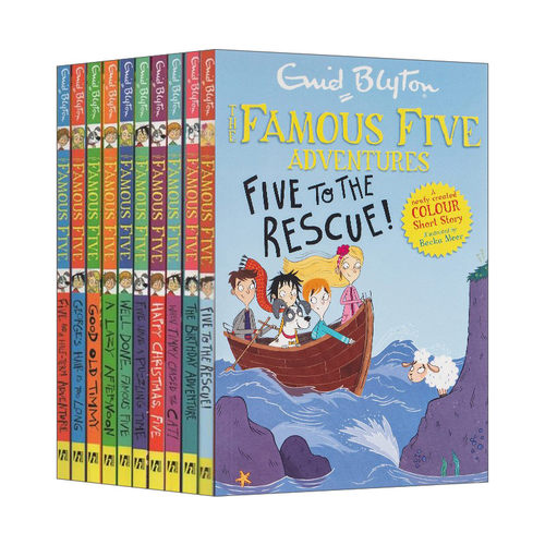 英文原版 Famous Five Colour Short Stories 10 Copy Early Reader Pack 五伙伴历险记10册套装 桥梁章节书 英文版 进口英语书籍