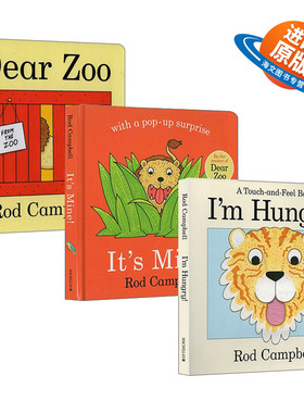 英文原版 I am Hungry/Dear Zoo/It's Mine 纸板翻翻书3册 亲爱的动物园 Dear Zoo 同作者 Rod Campbell 吴敏兰书单 英文版进口书