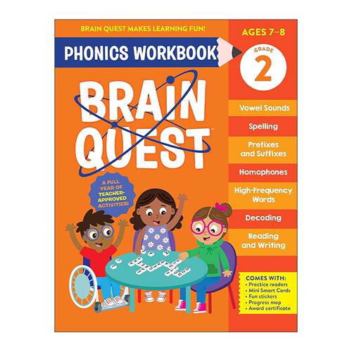 英文原版 Brain Quest Phonics Workbook Grade 2 大脑任务自然拼读练习册 二年级 英文版 进口英语原版书籍