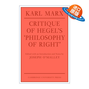 英文原版 Critique of Hegel's 'Philosophy Of Right' 马克思 黑格尔法哲学批判 剑桥政治史及理论研究系列 英文版 进口英语书籍