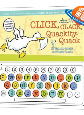 英文原版 Click Clack Quackity-Quack A Typing Adventure 咔嗒咔嗒嘎 嘻农场发声玩具书 凯迪克获奖作者 英文版 进口英语书籍