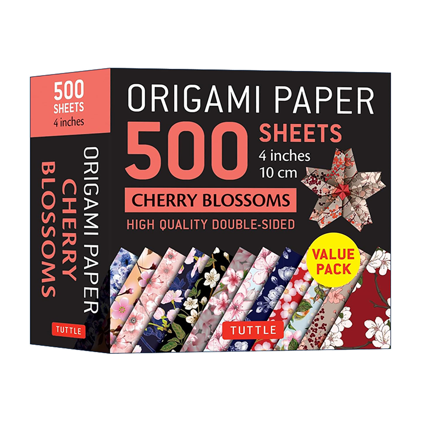 英文原版 Origami Paper 500 Sheets Cherry Blossoms 4" 10 CM 樱花图案双面折纸500张 Tuttle Publishing 进口英语原版书籍