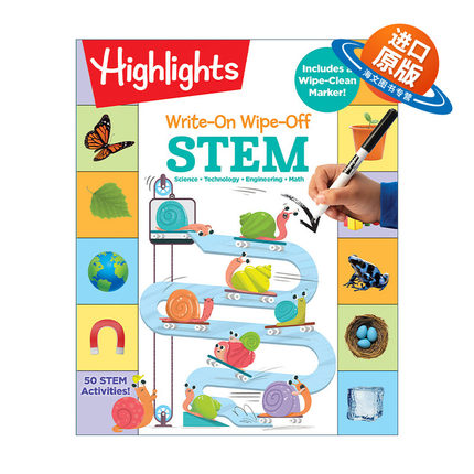英文原版 Write-On Wipe-Off STEM 可写可擦 科学实验 亮点幼儿儿童科普百科绘本 游戏活动书 英文版 进口英语原版书籍