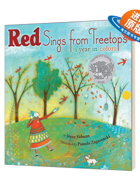 英文原版 Red Sings from Treetops 红色音符在树梢 多彩的四季 凯迪克奖绘本 英文版 进口英语原版书籍