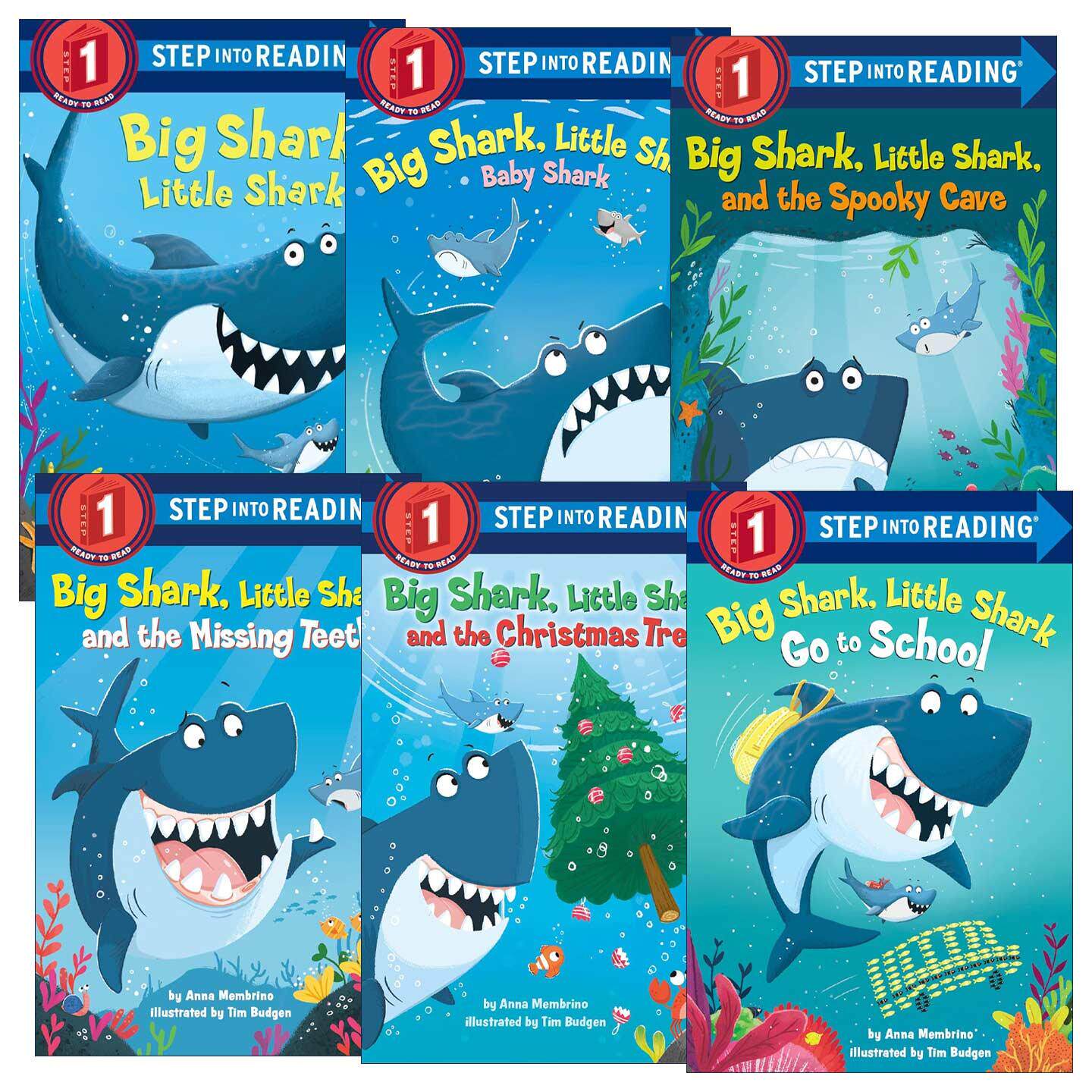 英文原版 Step into Reading 1 Big Shark  Little Shark 大鲨鱼小鲨鱼系列6册 兰登经典分级读物 英文版 进口英语原版书籍