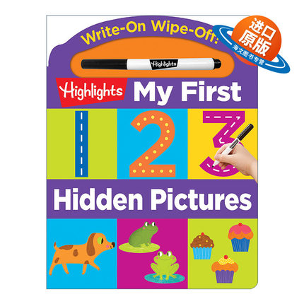英文原版 Write-On Wipe-Off My First 123 Hidden Pictures 可写可擦 亮点幼儿儿童数字启蒙认知绘本纸板书 游戏活动书 进口书籍