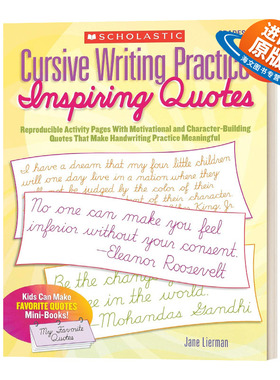 英文原版 Cursive Writing Practice: Inspiring Quotes 英文书法练习 圆体字 英文版 进口英语原版书籍儿童外文书