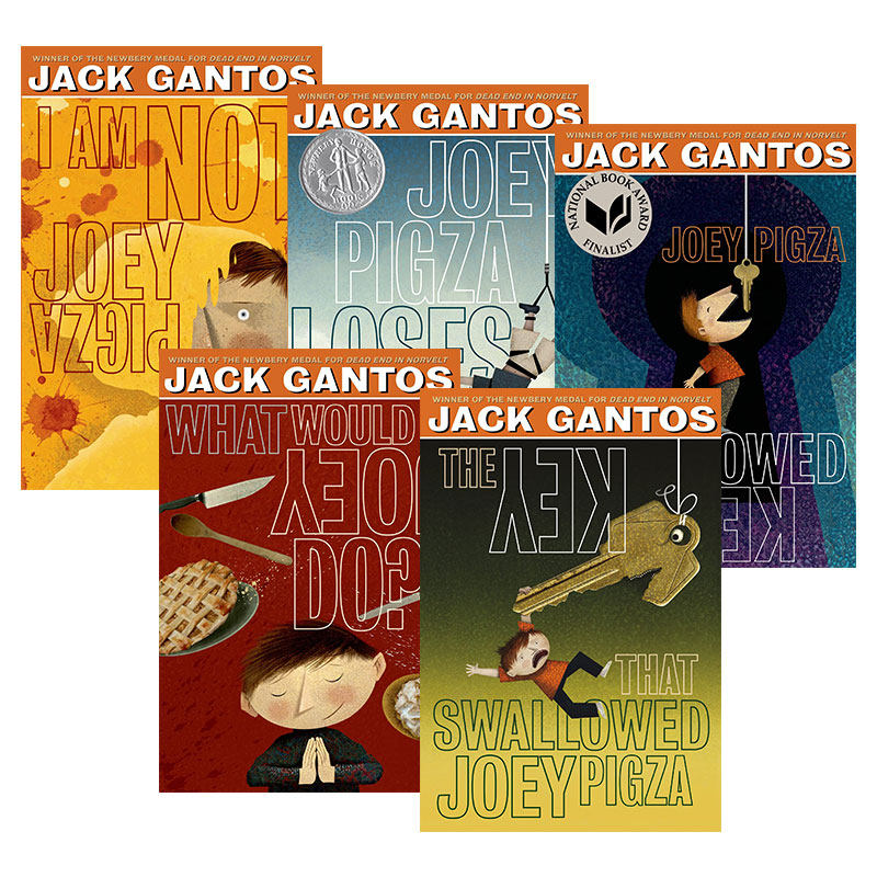 英文原版 Joey Pigza系列 5册乔伊皮撒纽伯瑞大奖作家 Jack Gantos儿童文学国际大奖小说小学英文课外读物英文版进口英语书_虎窝淘