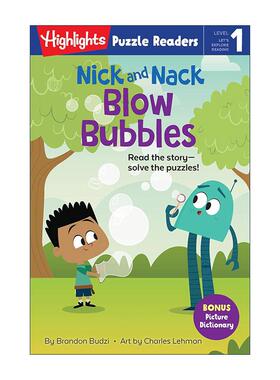 英文原版 Nick and Nack Blow Bubbles Highlights Puzzle Readers Level 1 尼克与纳克系列 吹泡泡 故事与益智谜题 儿童分级读物