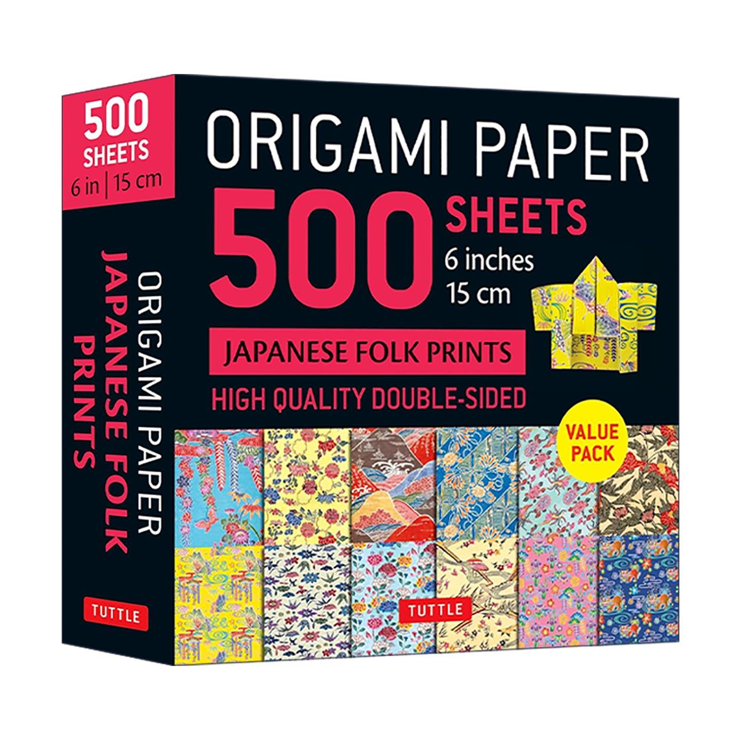 英文原版 Origami Paper 500 sheets Japanese Folk Prints 6" 15 cm 日本民间木版画图案双面折纸500张 Tuttle Publishing 英文版