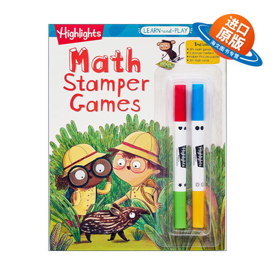 英文原版 Highlights Learn-and-Play Math Stamper Games 亮点边玩边学系列 数学印章游戏 幼儿园儿童学习活动书 含抽认卡