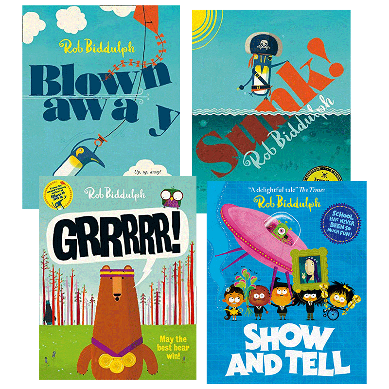 罗伯比达尔夫4册 英文原版 Rob Biddulph Sunk Grrrrr 船沉了 嗷嗷嗷 吹跑啦 只想告诉你的童谣故事 英文版进口儿童英语图画书