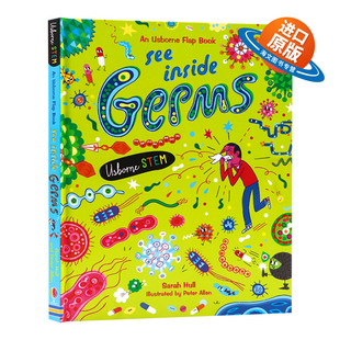儿童英语启蒙纸板翻翻书 揭秘细菌 Inside 看里面系列 科普绘本 进口原版 Usborne 英文版 英文原版 书籍 See 尤斯伯恩 Germs