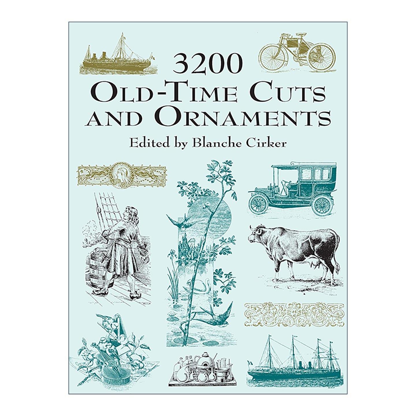 英文原版 3200 Old-Time Cuts and Ornaments 旧时代的切工和装饰品 版画集 装饰设计艺术素材图册 英文版 进口英语原版书籍