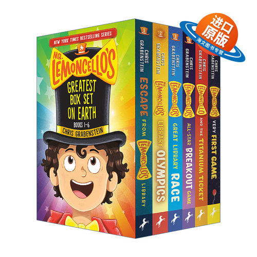英文原版 Mr.Lemoncello's Greatest Box Set on Earth Mr.Lemoncello's Library 神奇图书馆系列1-6册平装套装 Chris Grabenstein