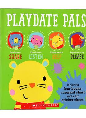 英文原版 Playdate Pals Behaviours Collection 儿童行为管理4册 分享 倾听 帮助和请求 英文版 进口英语原版书籍