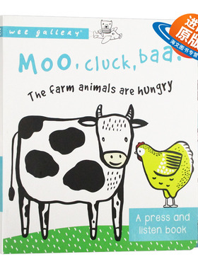 哞咯咩 英文原版绘本 Moo Cluck Baa 幼儿英语启蒙纸板发声书 亲子读物睡前故事书 英文版进口原版早教益智书籍儿童外文书