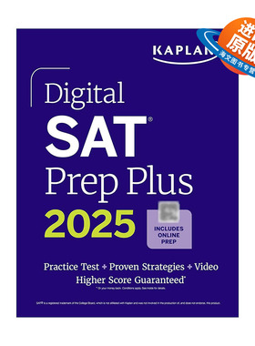 英文原版 Digital SAT Prep Plus 2025 卡普兰美国高中毕业生学术能力水平考试指南 含1套模拟 700道练习题 进口英语原版书籍