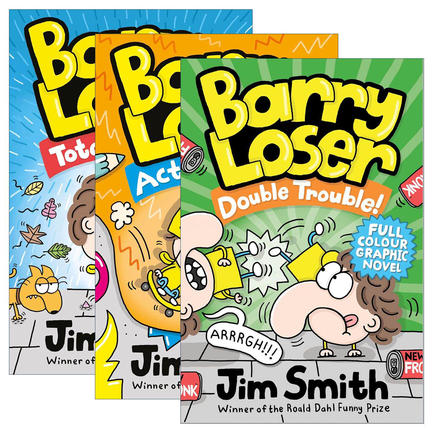英文原版 Barry Loser 倒霉蛋巴里系列3册 彩色幽默漫画小说 十足的嬴家 动作英雄 双重麻烦 英文版 进口英语原版书籍